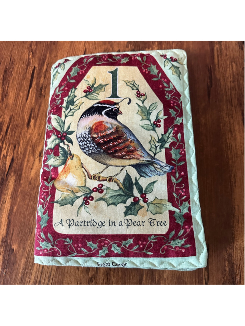Handmade 12 Days of Christmas Fabric Book Quilted Christmas Red Green